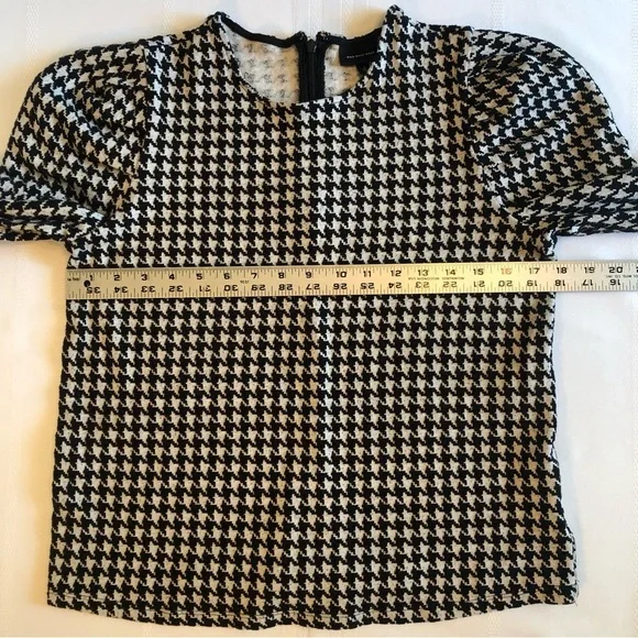 Who What Wear Black & White Houndstooth Cotton Blend Long Sleeve Top Size S - Picture 3 of 6